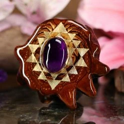 TEP Amethyst With Gold Sri Yantra Pendants