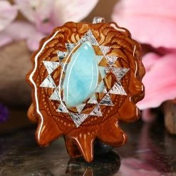 TEP Pendants Amazonite With Silver Sri Yantra