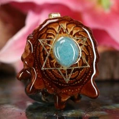 TEP Amazonite With Gold Merkaba Pendants