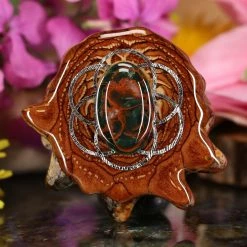 TEP Pendants Bloodstone With Silver Seed Of Life