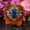 TEP Pendants Blue Apatite With Silver Sri Yantra