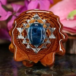 TEP Pendants Blue Apatite With Silver Sri Yantra