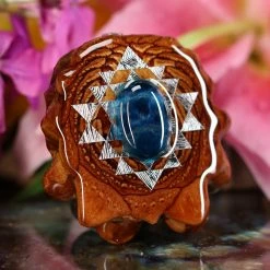 TEP Pendants Blue Apatite With Silver Sri Yantra