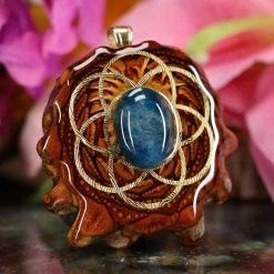 TEP Blue Apatite With Gold Seed Of Life