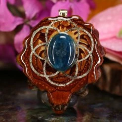 TEP Blue Apatite With Gold Seed Of Life