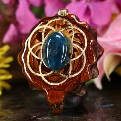 TEP Blue Apatite With Gold Seed Of Life