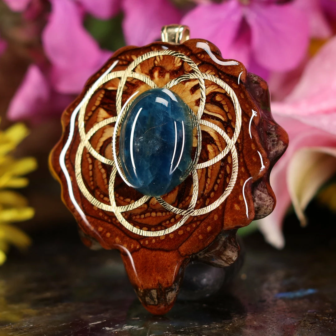 TEP Blue Apatite With Gold Seed Of Life 4 TEP Blue Apatite With Gold Seed Of Life