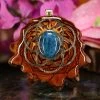 TEP Pendants Blue Apatite With Gold Seed Of Life