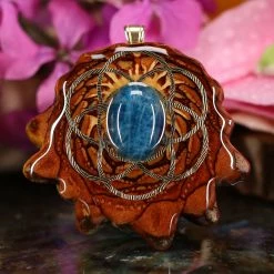 TEP Pendants Blue Apatite With Gold Seed Of Life