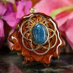 TEP Pendants Blue Apatite With Gold Seed Of Life