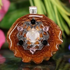 TEP Pendants Moonstone With Silver 64 Star Tetrahedron Multi-Stone