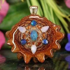 TEP Australian Blue Opal With Gold Seed Of Life Multi-Stone