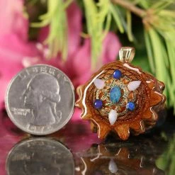 TEP Australian Blue Opal With Gold Seed Of Life Multi-Stone