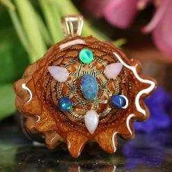 TEP Australian Blue Opal With Gold Seed Of Life Multi-Stone