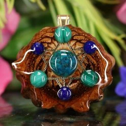 TEP Chrysocolla With Gold Merkaba Multi-Stone Pendants