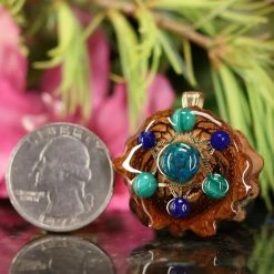 TEP Chrysocolla With Gold Merkaba Multi-Stone Pendants