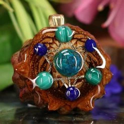 TEP Chrysocolla With Gold Merkaba Multi-Stone Pendants 7 TEP Chrysocolla With Gold Merkaba Multi-Stone Pendants