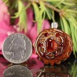 TEP Pendants Red Garnet With Silver Seed Of Life Multi-Stone