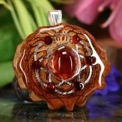 TEP Pendants Red Garnet With Silver Seed Of Life Multi-Stone