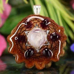 TEP Pendants Moonstone With Silver Merkaba And Multi-Stone