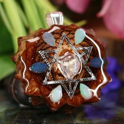 TEP Pendants Moonstone With Silver Merkaba And Multi-Stone 7 TEP Pendants Moonstone With Silver Merkaba And Multi-Stone