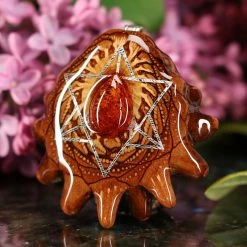 TEP Pendants Red Amber With Silver Merkaba