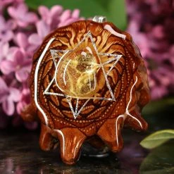 TEP Yellow Amber With Silver Merkaba Pendants
