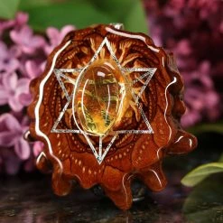 TEP Pendants Yellow Amber With Silver Merkaba