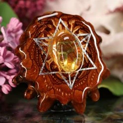 TEP Pendants Yellow Amber With Silver Merkaba 7 TEP Pendants Yellow Amber With Silver Merkaba