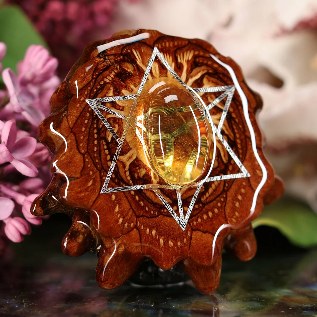 TEP Pendants Yellow Amber With Silver Merkaba 5 TEP Pendants Yellow Amber With Silver Merkaba