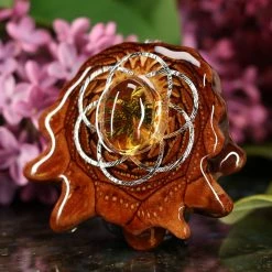 TEP Pendants Yellow Amber With Silver Seed Of Life