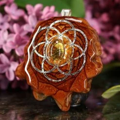 TEP Yellow Amber With Silver Seed Of Life