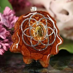 TEP Yellow Amber With Silver Seed Of Life 7 TEP Yellow Amber With Silver Seed Of Life