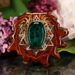 TEP Malachite With Gold 64 Star Tetrahedron Pendants