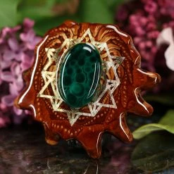 TEP Malachite With Gold 64 Star Tetrahedron Pendants