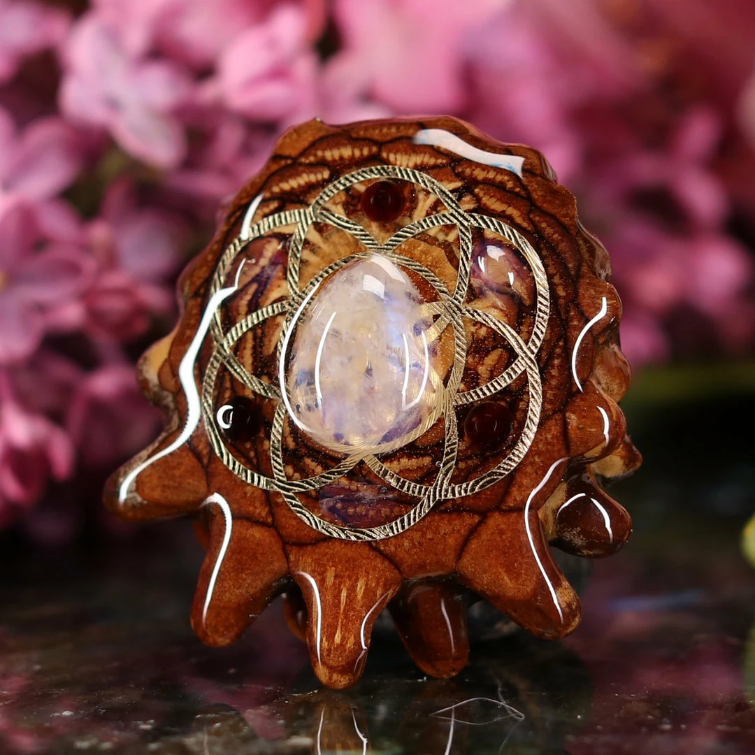 TEP Moonstone With Gold Seed Of Life Multi-Stone 4 TEP Moonstone With Gold Seed Of Life Multi-Stone