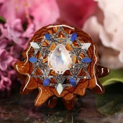 TEP Moonstone With Silver 64 Star Tetrahedron Multi-Stone Pendants