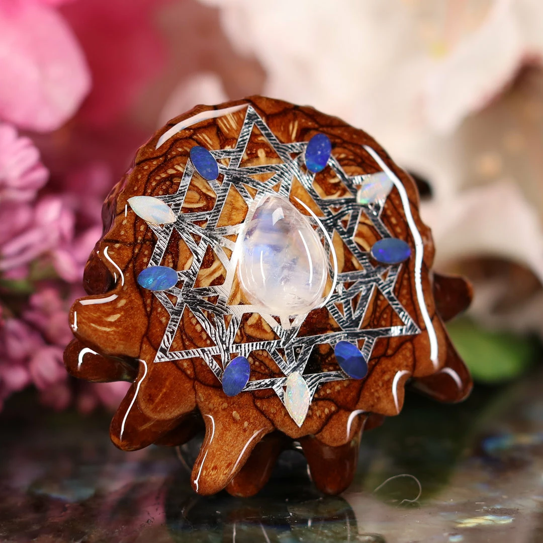 TEP Moonstone With Silver 64 Star Tetrahedron Multi-Stone Pendants 5 TEP Moonstone With Silver 64 Star Tetrahedron Multi-Stone Pendants