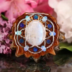 TEP Pendants Moonstone With Silver Seed Of Life Multi-Stone