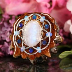 TEP Pendants Moonstone With Silver Seed Of Life Multi-Stone