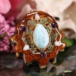 TEP Larimar With Gold 64 Star Tetrahedron Multi-Stone
