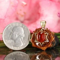 TEP Red Garnet With Gold Merkaba Pendants