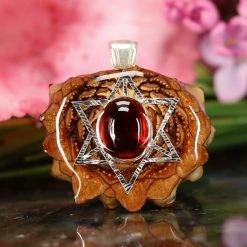TEP Red Garnet With Silver Merkaba Pendants