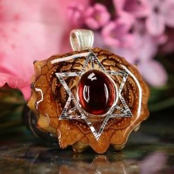 TEP Red Garnet With Silver Merkaba Pendants