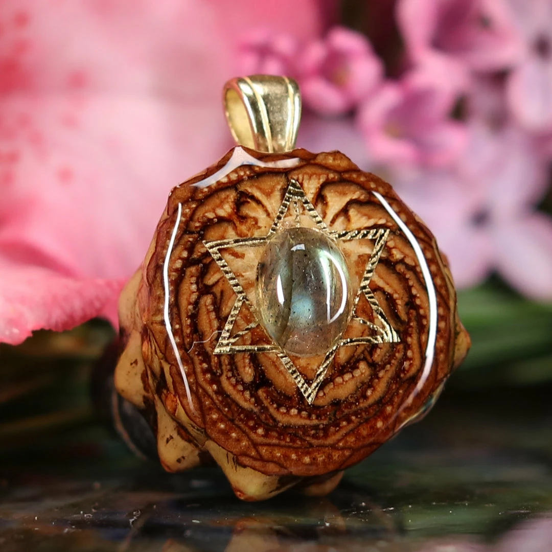 TEP Pendants Labradorite With Gold Merkaba 5 TEP Pendants Labradorite With Gold Merkaba