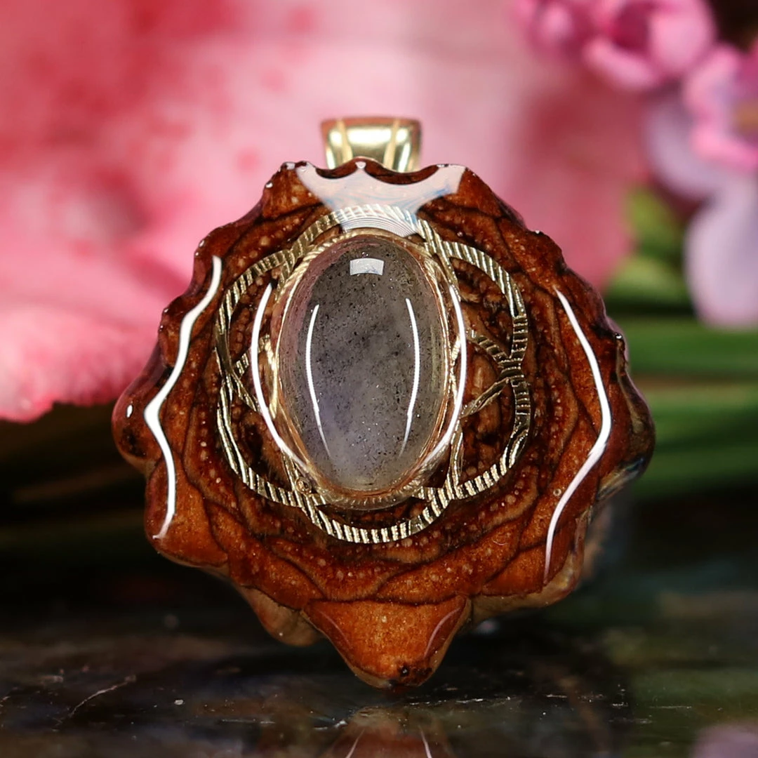 TEP Pendants Labradorite With Gold Seed Of Life 3 TEP Pendants Labradorite With Gold Seed Of Life