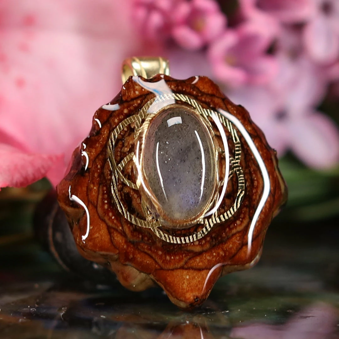 TEP Pendants Labradorite With Gold Seed Of Life 5 TEP Pendants Labradorite With Gold Seed Of Life