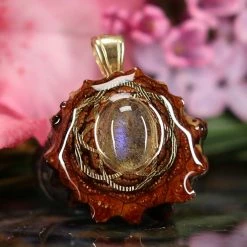 TEP Labradorite With Gold Seed Of Life Pendants