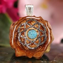 TEP Crushed Turquoise (Glows) With Silver Seed Of Life