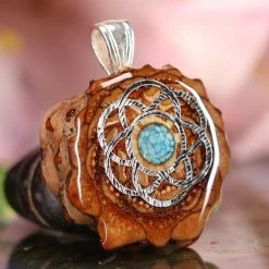 TEP Crushed Turquoise (Glows) With Silver Seed Of Life